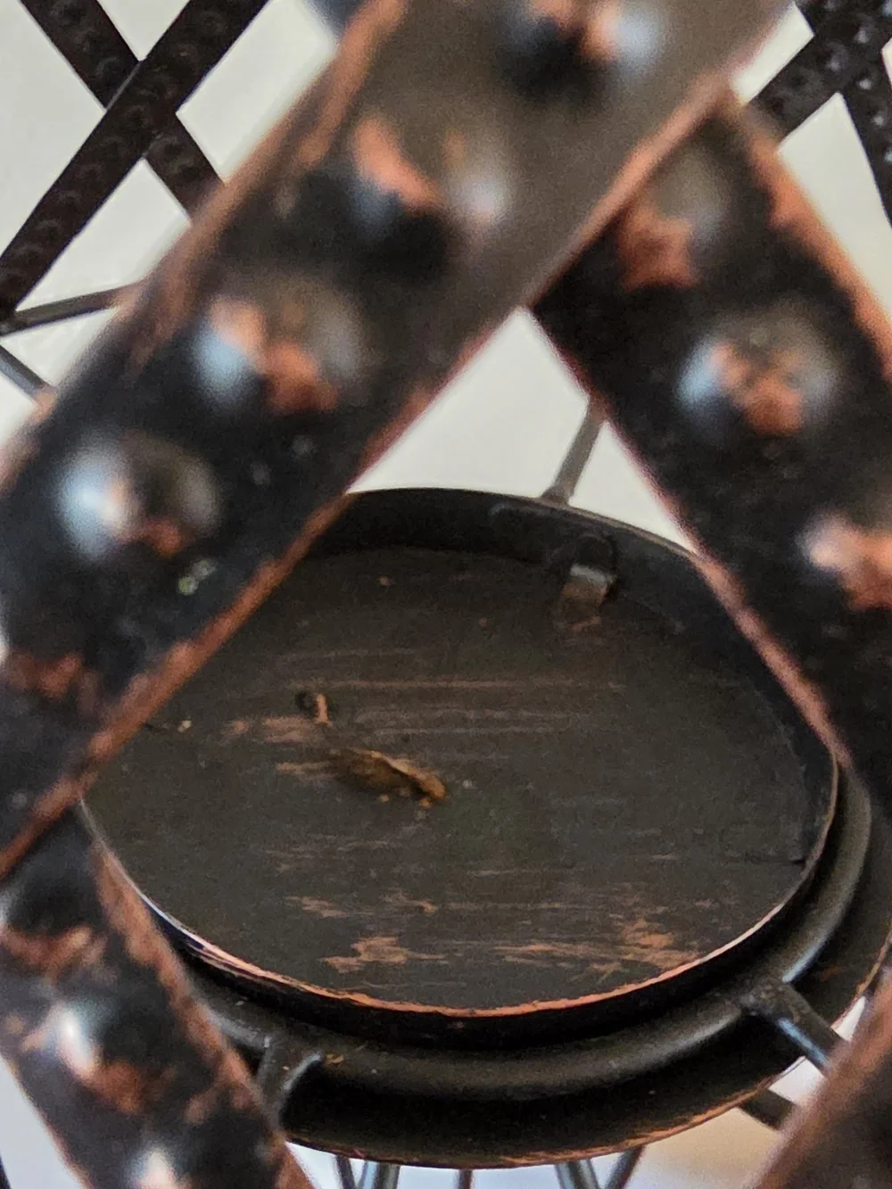 Metal Cage Cande Holder Table Lamp in Distressed Bronze